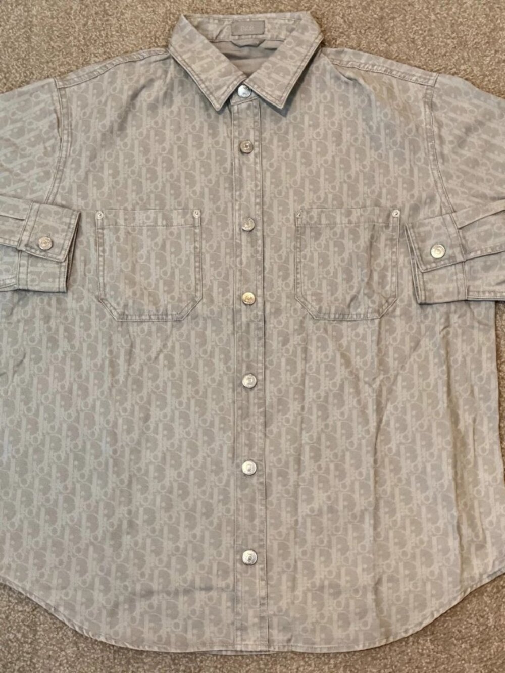 Dior Oblique Overshirt gray cotton denim sz 39 S